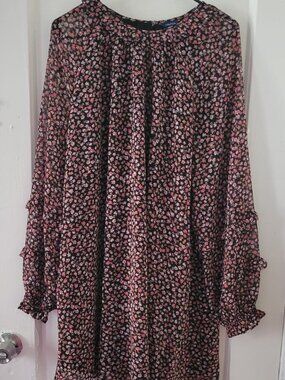 Dark Floral Chiffon Dress